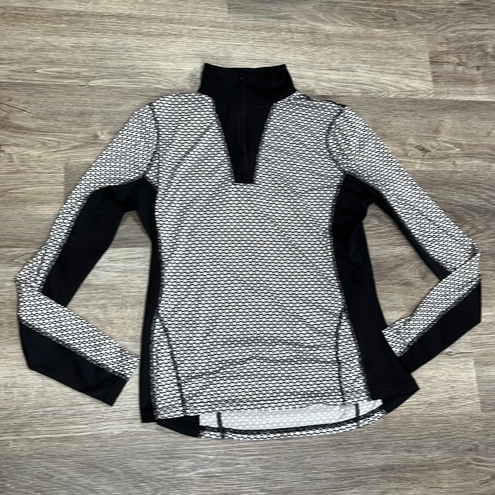 Lands End Long Sleeve 1/4 Zip Black and White Athletic Top Women’s Size Small